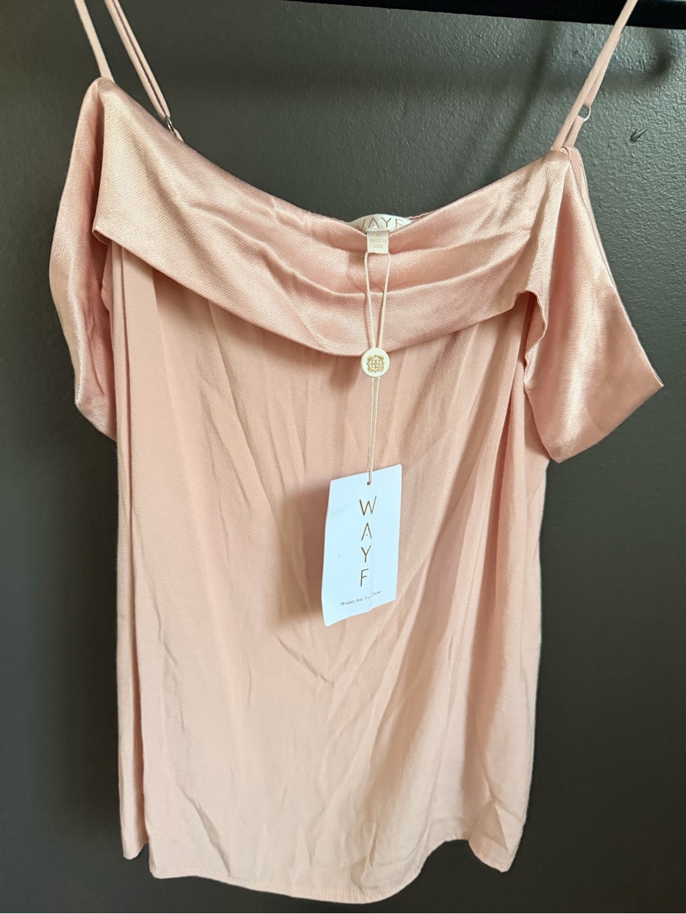 Wayf Rose Blush Off-Shoulder Slip Dress